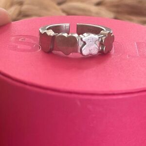 Tous Silver Heart and Bear Ring